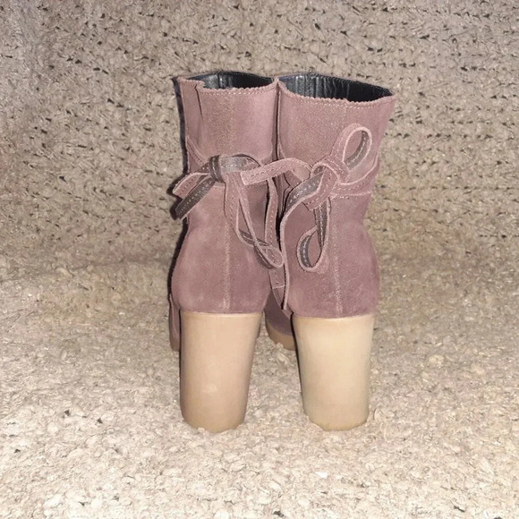 $1195 PIERRE HARDY-Oxblood Suede Booties-Rear Bow-Block Heel-Sz 39-Near Mint - Picture 5 of 7